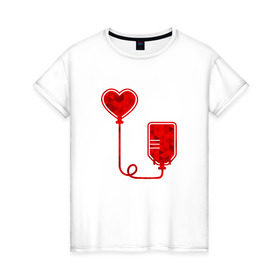Женская футболка хлопок с принтом Донор крови в Тюмени, 100% хлопок | прямой крой, круглый вырез горловины, длина до линии бедер, слегка спущенное плечо | донор кровидонор | кровь | сердце