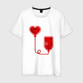 Мужская футболка хлопок с принтом Донор крови в Тюмени, 100% хлопок | прямой крой, круглый вырез горловины, длина до линии бедер, слегка спущенное плечо. | Тематика изображения на принте: донор кровидонор | кровь | сердце