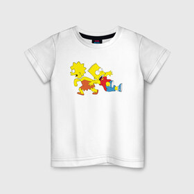 Детская футболка хлопок с принтом Bart and Lisa в Тюмени, 100% хлопок | круглый вырез горловины, полуприлегающий силуэт, длина до линии бедер | Тематика изображения на принте: bart and lisa барт и лиза симпсоны simpsons