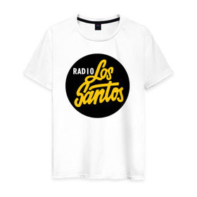 Мужская футболка хлопок с принтом Radio Los Santos в Тюмени, 100% хлопок | прямой крой, круглый вырез горловины, длина до линии бедер, слегка спущенное плечо. | Тематика изображения на принте: 