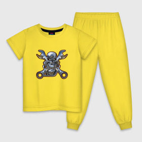 Детская пижама хлопок с принтом Motorhead в Тюмени, 100% хлопок |  брюки и футболка прямого кроя, без карманов, на брюках мягкая резинка на поясе и по низу штанин
 | 