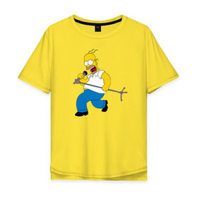 Мужская футболка хлопок Oversize с принтом Homer Rock в Тюмени, 100% хлопок | свободный крой, круглый ворот, “спинка” длиннее передней части | homer rock гомер рок simpsons симпсоны