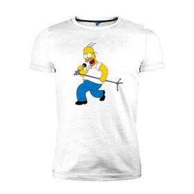 Мужская футболка премиум с принтом Homer Rock в Тюмени, 92% хлопок, 8% лайкра | приталенный силуэт, круглый вырез ворота, длина до линии бедра, короткий рукав | homer rock гомер рок simpsons симпсоны
