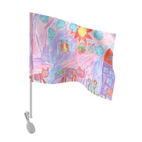 Флаг для автомобиля с принтом Детские рисунки в Тюмени, 100% полиэстер | Размер: 30*21 см | dg | габбана | детский | дольче | карандаш | картина | мода | рисунок
