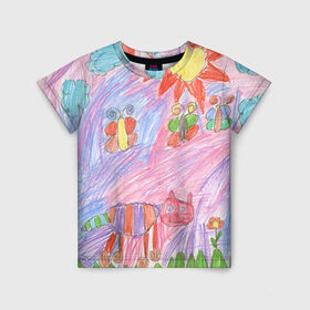 Детская футболка 3D с принтом Детские рисунки в Тюмени, 100% гипоаллергенный полиэфир | прямой крой, круглый вырез горловины, длина до линии бедер, чуть спущенное плечо, ткань немного тянется | dg | габбана | детский | дольче | карандаш | картина | мода | рисунок