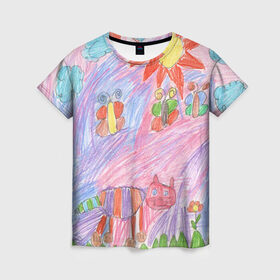 Женская футболка 3D с принтом Детские рисунки в Тюмени, 100% полиэфир ( синтетическое хлопкоподобное полотно) | прямой крой, круглый вырез горловины, длина до линии бедер | dg | габбана | детский | дольче | карандаш | картина | мода | рисунок