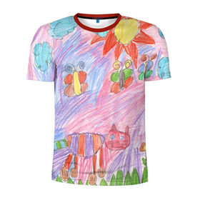Мужская футболка 3D спортивная с принтом Детские рисунки в Тюмени, 100% полиэстер с улучшенными характеристиками | приталенный силуэт, круглая горловина, широкие плечи, сужается к линии бедра | dg | габбана | детский | дольче | карандаш | картина | мода | рисунок