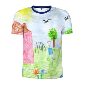 Мужская футболка 3D спортивная с принтом Детские рисунки в Тюмени, 100% полиэстер с улучшенными характеристиками | приталенный силуэт, круглая горловина, широкие плечи, сужается к линии бедра | Тематика изображения на принте: dg | габбана | детский | дольче | карандаш | картина | мода | рисунок