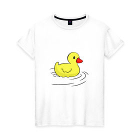 Женская футболка хлопок с принтом Уточка в Тюмени, 100% хлопок | прямой крой, круглый вырез горловины, длина до линии бедер, слегка спущенное плечо | девушке | детям | животные | мило | утка | уточка