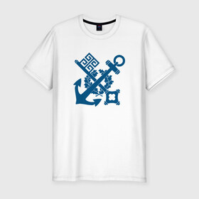 Мужская футболка премиум с принтом Морская эмблема в Тюмени, 92% хлопок, 8% лайкра | приталенный силуэт, круглый вырез ворота, длина до линии бедра, короткий рукав | 