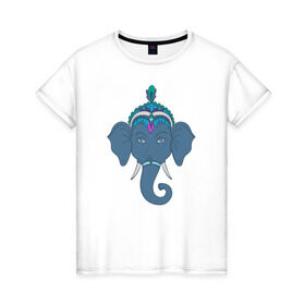Женская футболка хлопок с принтом Слон в Тюмени, 100% хлопок | прямой крой, круглый вырез горловины, длина до линии бедер, слегка спущенное плечо | индия | слон
