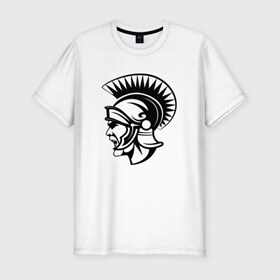 Мужская футболка премиум с принтом Римский воин в Тюмени, 92% хлопок, 8% лайкра | приталенный силуэт, круглый вырез ворота, длина до линии бедра, короткий рукав | rome | воин | война | история | римский воинрим | солдат | шлем