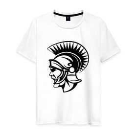 Мужская футболка хлопок с принтом Римский воин в Тюмени, 100% хлопок | прямой крой, круглый вырез горловины, длина до линии бедер, слегка спущенное плечо. | rome | воин | война | история | римский воинрим | солдат | шлем