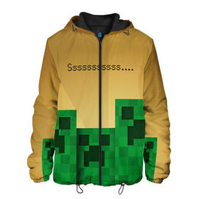 Мужская куртка 3D с принтом Minecraft в Тюмени, ткань верха — 100% полиэстер, подклад — флис | прямой крой, подол и капюшон оформлены резинкой с фиксаторами, два кармана без застежек по бокам, один большой потайной карман на груди. Карман на груди застегивается на липучку | крипер