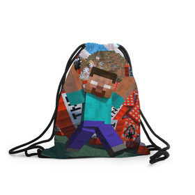 Рюкзак-мешок 3D с принтом Minecraft в Тюмени, 100% полиэстер | плотность ткани — 200 г/м2, размер — 35 х 45 см; лямки — толстые шнурки, застежка на шнуровке, без карманов и подкладки | крипер