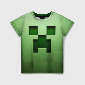 Детская футболка 3D с принтом Minecraft в Тюмени, 100% гипоаллергенный полиэфир | прямой крой, круглый вырез горловины, длина до линии бедер, чуть спущенное плечо, ткань немного тянется | крипер