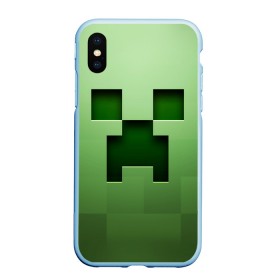Чехол для iPhone XS Max матовый с принтом Minecraft в Тюмени, Силикон | Область печати: задняя сторона чехла, без боковых панелей | крипер