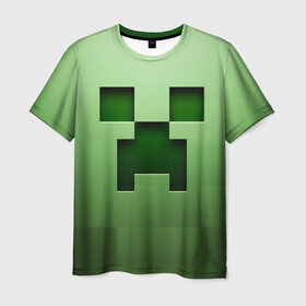 Мужская футболка 3D с принтом Minecraft в Тюмени, 100% полиэфир | прямой крой, круглый вырез горловины, длина до линии бедер | крипер