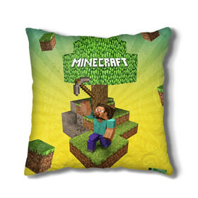 Подушка 3D с принтом Minecraft в Тюмени, наволочка – 100% полиэстер, наполнитель – холлофайбер (легкий наполнитель, не вызывает аллергию). | состоит из подушки и наволочки. Наволочка на молнии, легко снимается для стирки | крипер