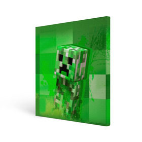 Холст квадратный с принтом Minecraft в Тюмени, 100% ПВХ |  | Тематика изображения на принте: крипер
