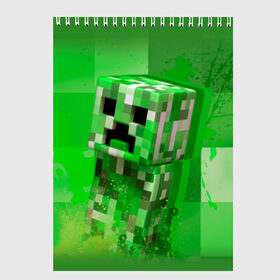 Скетчбук с принтом Minecraft в Тюмени, 100% бумага
 | 48 листов, плотность листов — 100 г/м2, плотность картонной обложки — 250 г/м2. Листы скреплены сверху удобной пружинной спиралью | Тематика изображения на принте: крипер
