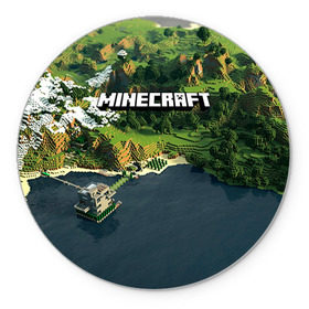 Коврик круглый с принтом Minecraft в Тюмени, резина и полиэстер | круглая форма, изображение наносится на всю лицевую часть | крипер