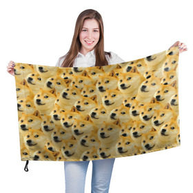 Флаг 3D с принтом Doge в Тюмени, 100% полиэстер | плотность ткани — 95 г/м2, размер — 67 х 109 см. Принт наносится с одной стороны | doge
