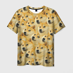 Мужская футболка 3D с принтом Doge в Тюмени, 100% полиэфир | прямой крой, круглый вырез горловины, длина до линии бедер | doge