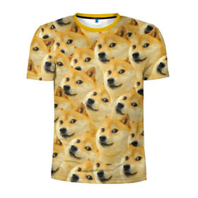 Мужская футболка 3D спортивная с принтом Doge в Тюмени, 100% полиэстер с улучшенными характеристиками | приталенный силуэт, круглая горловина, широкие плечи, сужается к линии бедра | Тематика изображения на принте: doge