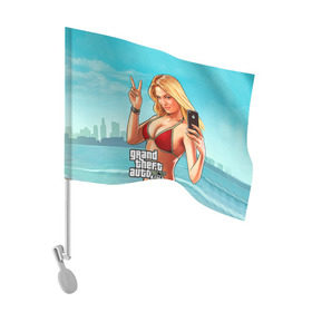 Флаг для автомобиля с принтом GTA в Тюмени, 100% полиэстер | Размер: 30*21 см | auto | five | grand | gta | theft | гта