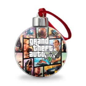 Ёлочный шар с принтом GTA в Тюмени, Пластик | Диаметр: 77 мм | auto | five | grand | gta | theft | гта