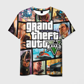 Мужская футболка 3D с принтом GTA в Тюмени, 100% полиэфир | прямой крой, круглый вырез горловины, длина до линии бедер | auto | five | grand | gta | theft | гта