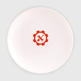 Тарелка 3D с принтом Эмблема механика в Тюмени, фарфор | диаметр - 210 мм
диаметр для нанесения принта - 120 мм | отвёртка | профессия | шестерёнка | эмблема механикаключь