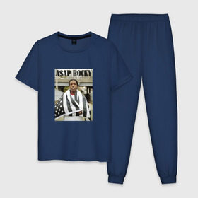 Мужская пижама хлопок с принтом Asap Rocky в Тюмени, 100% хлопок | брюки и футболка прямого кроя, без карманов, на брюках мягкая резинка на поясе и по низу штанин
 | asap | rocky | асап | роки | рокки | эйсэп