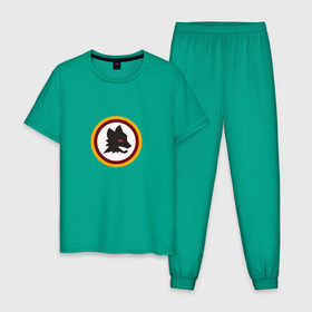 Мужская пижама хлопок с принтом Franchesko Totti в Тюмени, 100% хлопок | брюки и футболка прямого кроя, без карманов, на брюках мягкая резинка на поясе и по низу штанин
 | Тематика изображения на принте: as | roma | рома | тотти | франческо