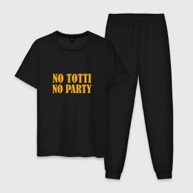 Мужская пижама хлопок с принтом No Totti, No party в Тюмени, 100% хлопок | брюки и футболка прямого кроя, без карманов, на брюках мягкая резинка на поясе и по низу штанин
 | franchesco | roma | totti | рома | тотти