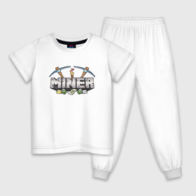Детская пижама хлопок с принтом Miner в Тюмени, 100% хлопок |  брюки и футболка прямого кроя, без карманов, на брюках мягкая резинка на поясе и по низу штанин
 | grifer | miner | анти грифер | антигрифер | грифер | майнкрафт | минер