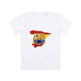 Детская футболка хлопок с принтом Барселона в Тюмени, 100% хлопок | круглый вырез горловины, полуприлегающий силуэт, длина до линии бедер | 