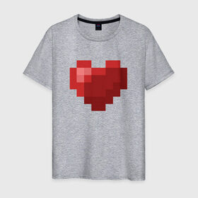 Мужская футболка хлопок с принтом Heart в Тюмени, 100% хлопок | прямой крой, круглый вырез горловины, длина до линии бедер, слегка спущенное плечо. | healthy | minecraft | любовь | майнкрафт