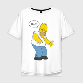 Мужская футболка хлопок Oversize с принтом DOH в Тюмени, 100% хлопок | свободный крой, круглый ворот, “спинка” длиннее передней части | doh simpsons homer гомер симпсон черт