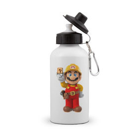 Бутылка спортивная с принтом Super Mario в Тюмени, металл | емкость — 500 мл, в комплекте две пластиковые крышки и карабин для крепления | nintendo | марио | нинтендо