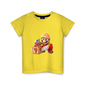 Детская футболка хлопок с принтом Super Mario в Тюмени, 100% хлопок | круглый вырез горловины, полуприлегающий силуэт, длина до линии бедер | nintendo | марио | нинтендо