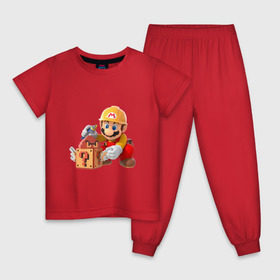 Детская пижама хлопок с принтом Super Mario в Тюмени, 100% хлопок |  брюки и футболка прямого кроя, без карманов, на брюках мягкая резинка на поясе и по низу штанин
 | Тематика изображения на принте: nintendo | марио | нинтендо