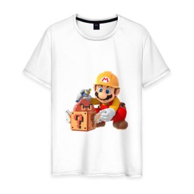 Мужская футболка хлопок с принтом Super Mario в Тюмени, 100% хлопок | прямой крой, круглый вырез горловины, длина до линии бедер, слегка спущенное плечо. | Тематика изображения на принте: nintendo | марио | нинтендо