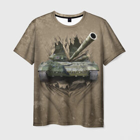 Мужская футболка 3D с принтом Танк в Тюмени, 100% полиэфир | прямой крой, круглый вырез горловины, длина до линии бедер | силовые структуры | танк