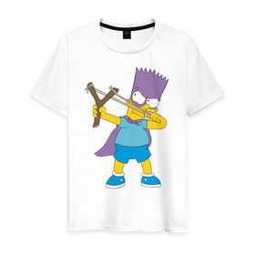 Мужская футболка хлопок с принтом Бартмен в Тюмени, 100% хлопок | прямой крой, круглый вырез горловины, длина до линии бедер, слегка спущенное плечо. | бартмен симпсоны simpsons bart