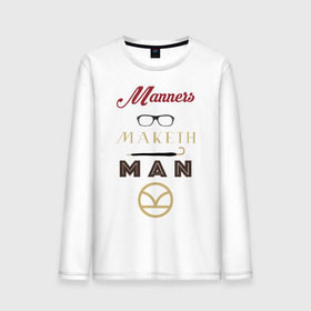 Мужской лонгслив хлопок с принтом Manners Maketh Man [Kingsman] в Тюмени, 100% хлопок |  | manners maketh man kingsman кингсмен