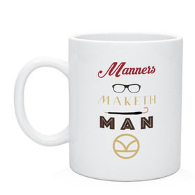 Кружка с принтом Manners Maketh Man [Kingsman] в Тюмени, керамика | объем — 330 мл, диаметр — 80 мм. Принт наносится на бока кружки, можно сделать два разных изображения | manners maketh man kingsman кингсмен