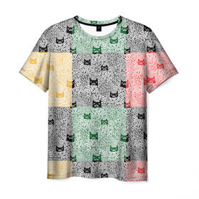 Мужская футболка 3D с принтом Котики в Тюмени, 100% полиэфир | прямой крой, круглый вырез горловины, длина до линии бедер | cat | hipster | meow | style | кот | котики | кошка | хипстер | хипстеры