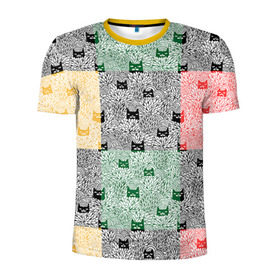 Мужская футболка 3D спортивная с принтом Котики в Тюмени, 100% полиэстер с улучшенными характеристиками | приталенный силуэт, круглая горловина, широкие плечи, сужается к линии бедра | cat | hipster | meow | style | кот | котики | кошка | хипстер | хипстеры